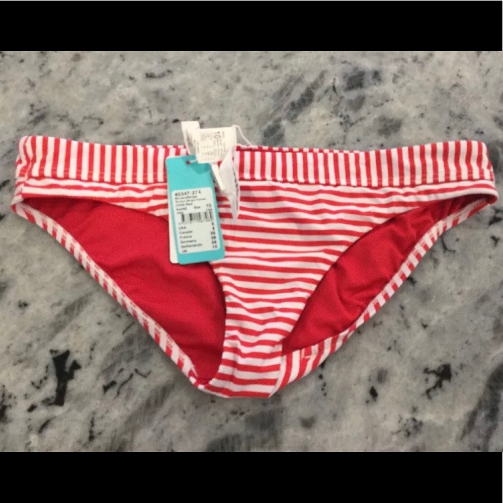 NWT Red & White stripe bikini bottom size 6